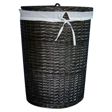 Dark Brown Willow Laundry Basket (S-3)